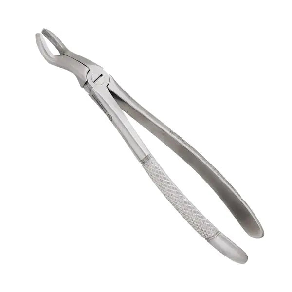 Dental Extracting Forceps-Upper Third Molars Fig 67: Stainless steel forceps with textured grip handles and curved beaks designed for extracting upper third molars. Professional dental instrument showcasing precision and durability for efficient tooth extraction procedures.