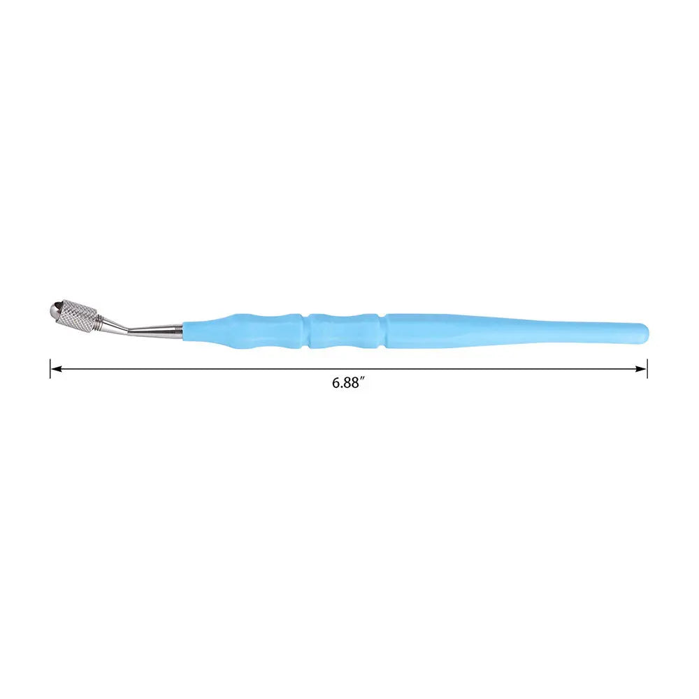 Light blue Dental Files Holder for posterior root canal treatment, featuring a 6.88-inch length and ergonomic design for hand use. Includes a rotating shaft and snap ring for secure file placement, ideal for patients with small mouth openings.