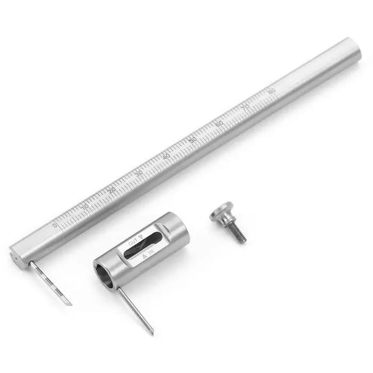 Dental Implant Measuring Gauge Orthodontic Sliding Caliper Double Scale Round 0-80mm: Stainless steel caliper with measurement scale and adjustable components for precise dental measurements. High-precision tool for implant and orthodontic procedures.