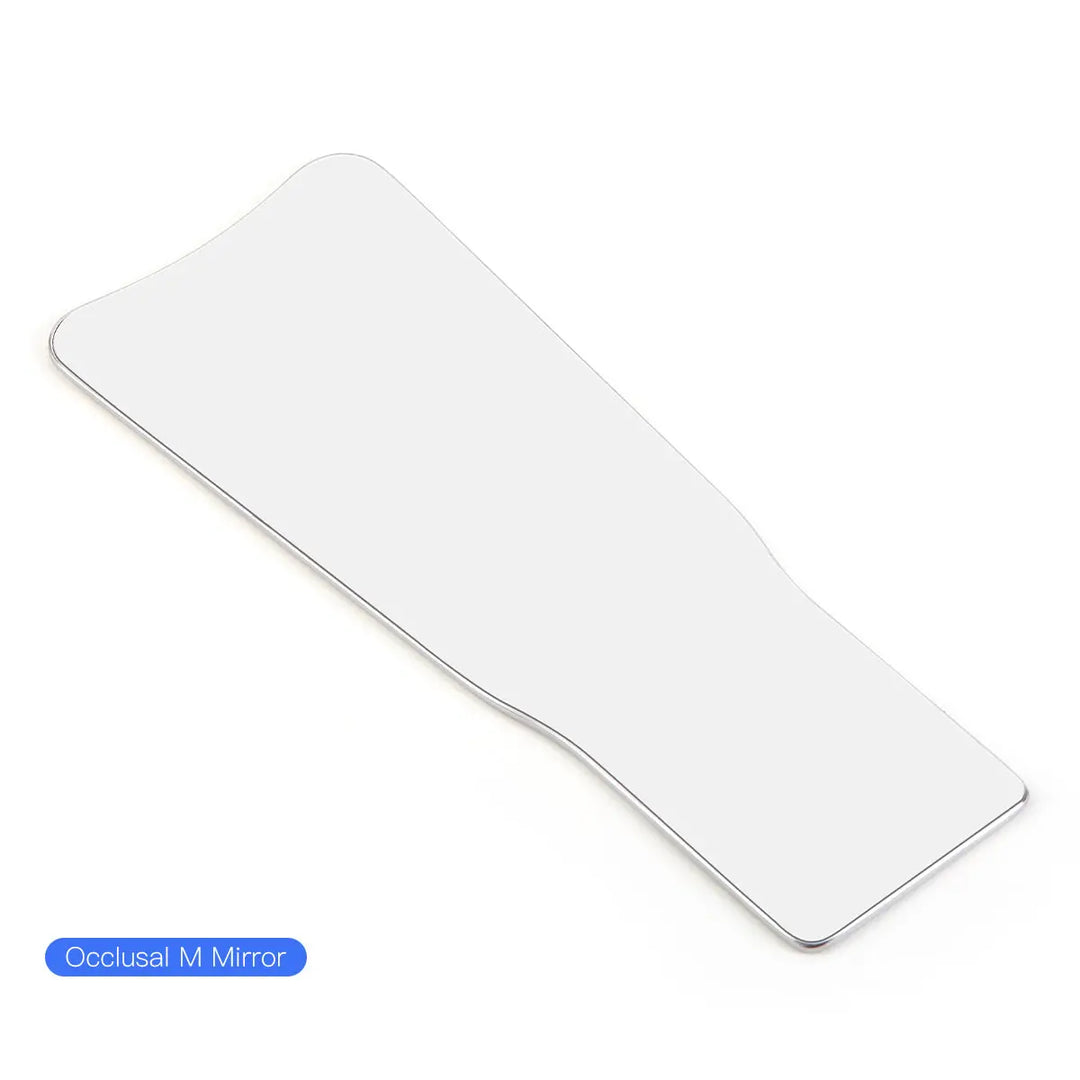 Dental LED Automatic Anti-fog Mirror for oral photography, featuring a white rectangular reflector glass surface with curved edges, designed for clear dental imaging and preventing fogging during use.