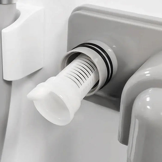 Close-up of suction tip on Dental Mobile Vacuum Suction Unit Systems High Suction Pump 400W, showing white plastic nozzle with vented design connected to main unit body