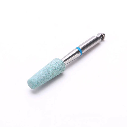 Dental Polishing Ceramic Diamond Grinder Zirconia Porcelain Polish Blue with silver metal shank and light blue abrasive tip for efficient dental grinding and polishing, featuring a sleek design for precision work