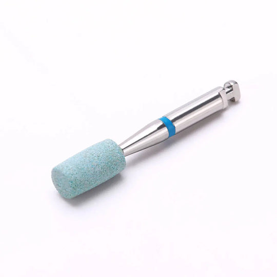 Dental Polishing Ceramic Diamond Grinder Zirconia Porcelain Polish Blue with metal shank and cylindrical blue abrasive tip for efficient dry grinding and polishing of dental crowns and surfaces