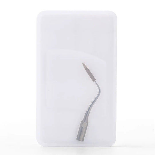 Dental Scaler Tip Periodontal Implant Cleaning Tip PD90 on white background, showing a slender, curved metal instrument with a pointed end designed for precision dental cleaning and implant maintenance