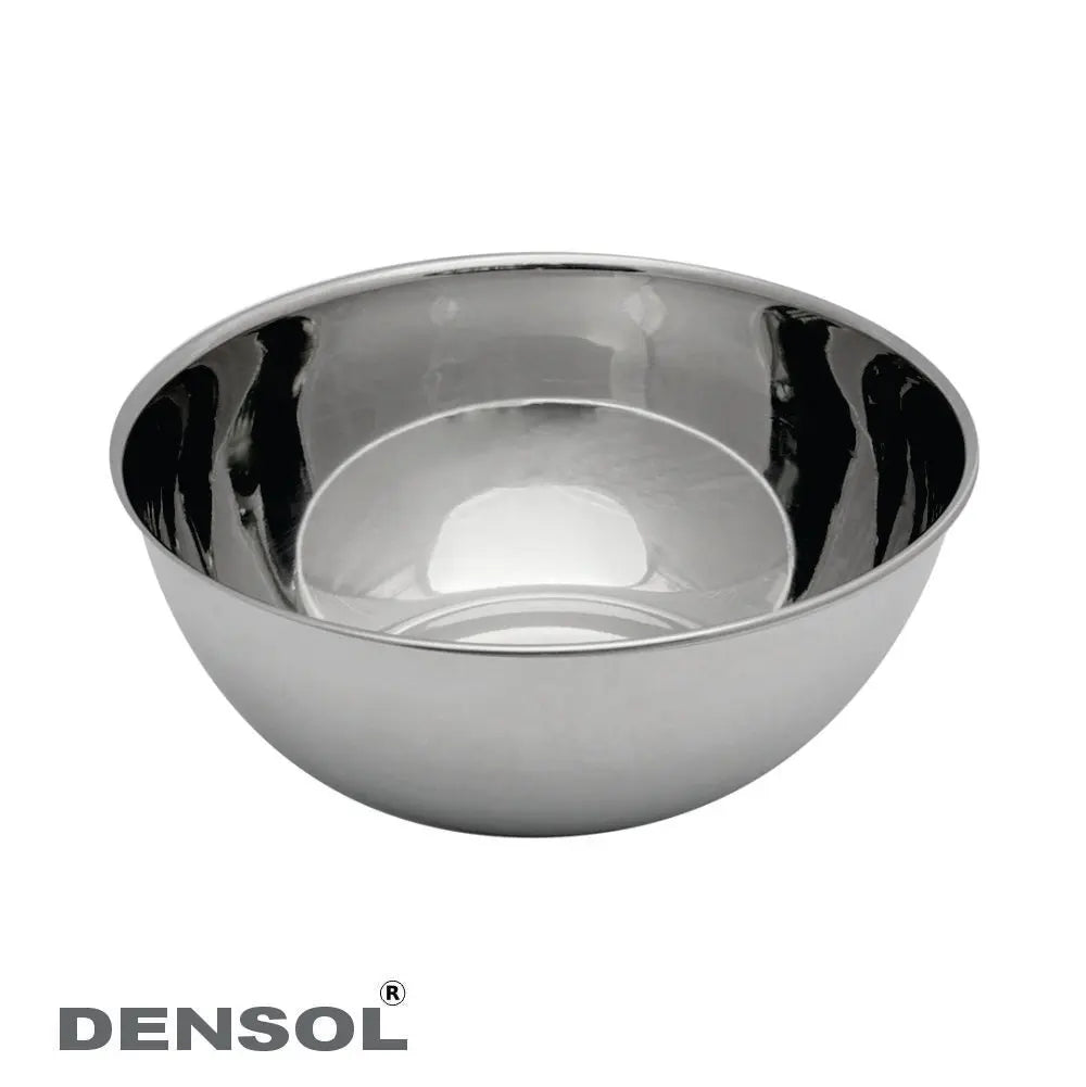 Dental Stainless Steel Mixing Bowl Large: Shiny, round stainless steel bowl with wide rim and deep interior, ideal for dental mixing and instrument storage. Durable, autoclavable AISI 304 non-magnetic material, 150mm diameter, reflecting light on its polished surface.