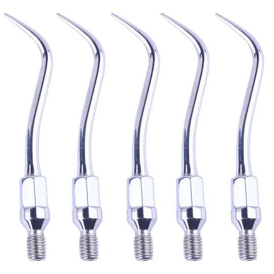 Dental Ultrasonic Air Scaler Scaling Handpiece Tips GK3: Set of 5 stainless steel curved tips with spiral interfaces for Kavo SONICflex air scaler handpieces, designed for removing calculus and plaque in dental procedures