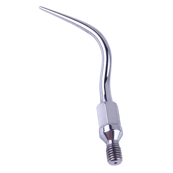 Dental Ultrasonic Air Scaler Scaling Handpiece Tips GK6: Stainless steel curved tip for Kavo SONICflex handpiece, designed for precise removal of dental calculus in supragingival, subgingival, and interdental areas. Professional dental tool with spiral interface for efficient scaling.