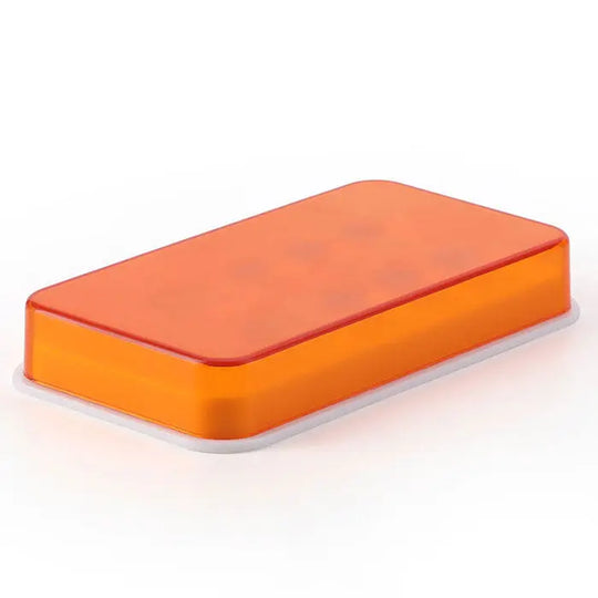 Dental Veneer Storage Box with 8 holes, rectangular orange plastic case for teeth patch shading and denture retainer storage. Durable and temperature-resistant design for dental professionals.