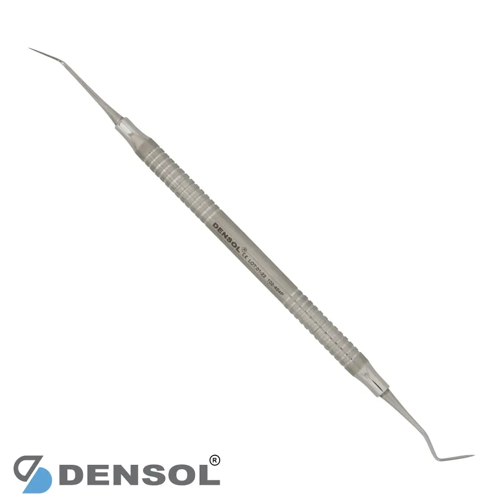 Dental Wards Carver No. 1 Double Ended instrument with stainless steel handle and curved tips, used for dental restorative procedures. Densol brand professional dental tool shown against white background.