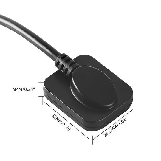 Dental X-Ray Digital RVG Sensor XVS2121 Size 1.0 with Software, showing the sensor unit with dimensions. Black rectangular device with curved edges, connected to a cable. Compact design for intraoral use in dental imaging.