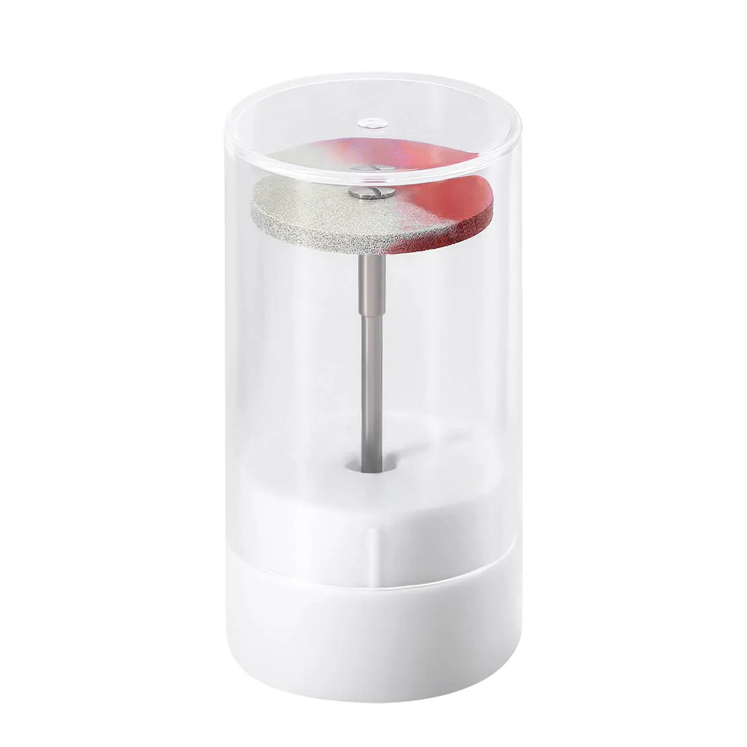 Dental Rubber Diamond Polisher Wheel Disc For Porcelain Coarse/Medium/Fine in transparent container. Red and white disc mounted on metal shank, visible through clear plastic casing. Designed for dental laboratory use in polishing porcelain and zirconia restorations.