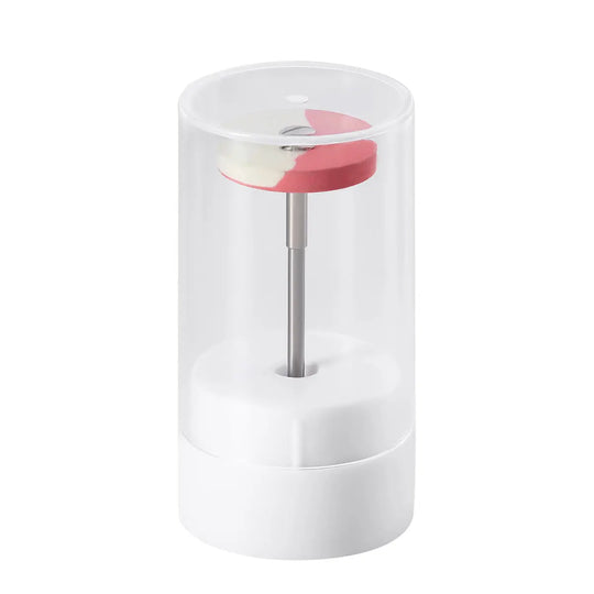 Dental Rubber Diamond Polisher Wheel Disc for porcelain in a clear protective case. Red and white polishing disc attached to metal shank, showcasing coarse/medium/fine grit options for efficient dental laboratory use on zirconia restorations.