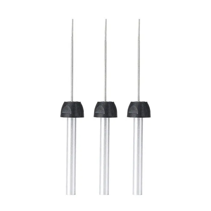 Dental Gutta Percha Endodontic Heat Plunger Tips for Endo Obturation System 3Pcs/Kit. Three silver metal plungers with black tips arranged vertically on white background. Precision dental tools for root canal procedures.