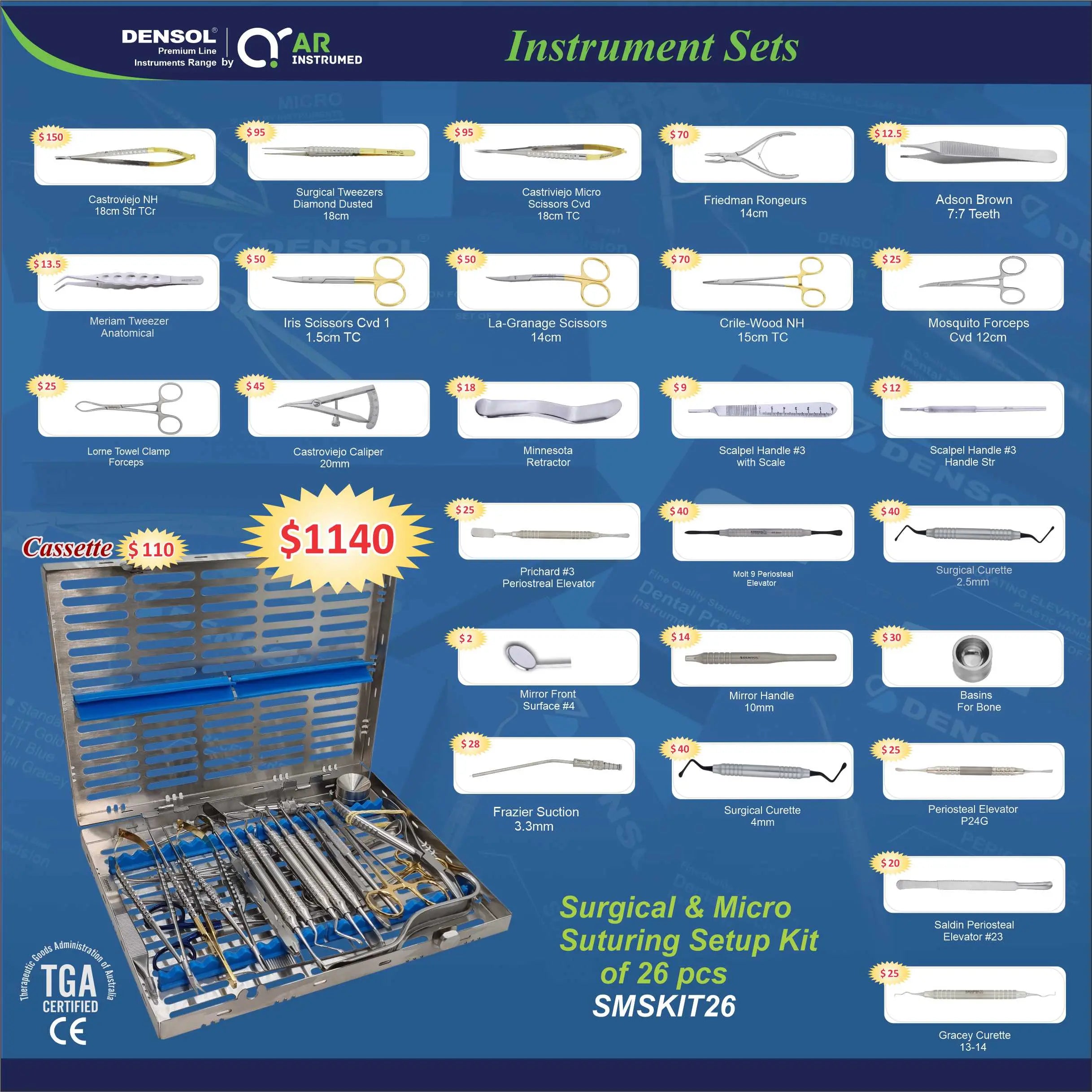 Micro Surgical Suturing Instruments Setup Kit 26 Medifocal