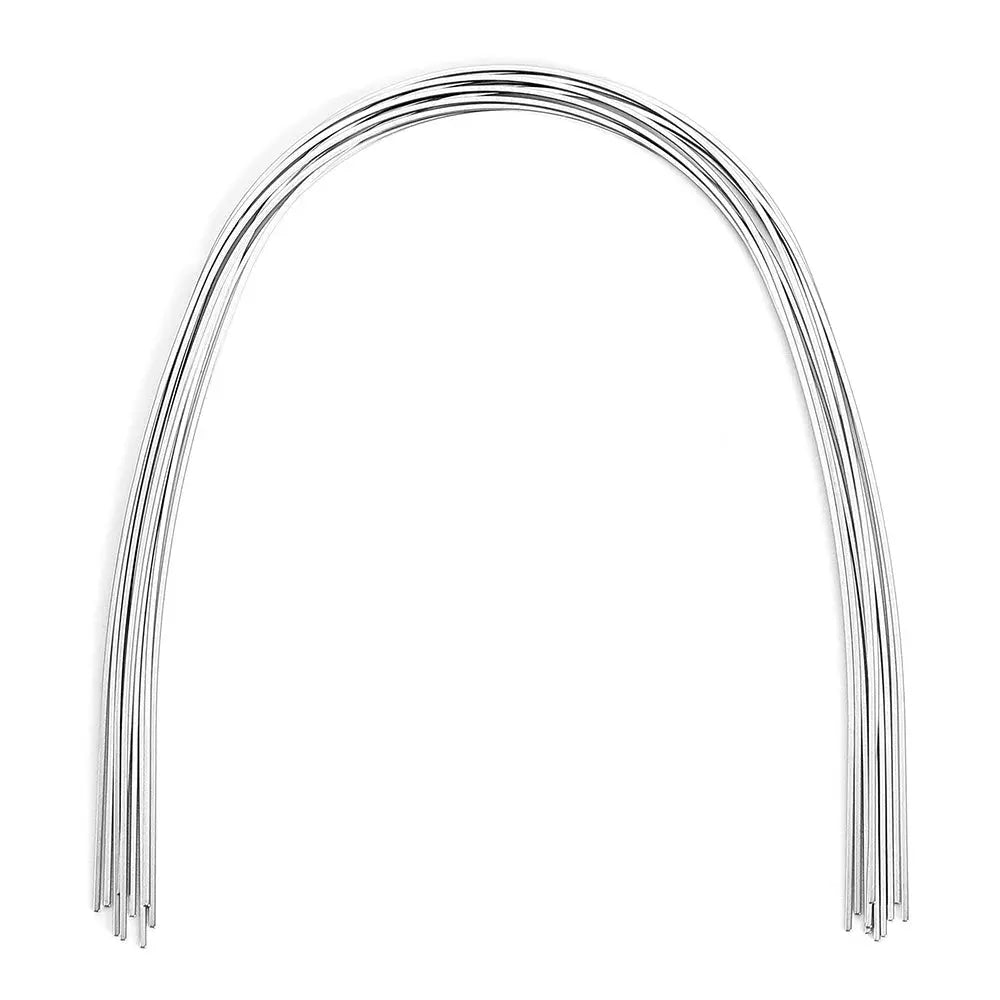 Archwire Niti Super Elastic Ovoid Form Rectangular 0.014 x 0.025 Upper 10pcs/Pack - Curved dental orthodontic wire with multiple strands, made of super elastic nickel-titanium alloy, designed for upper teeth alignment in ovoid arch form