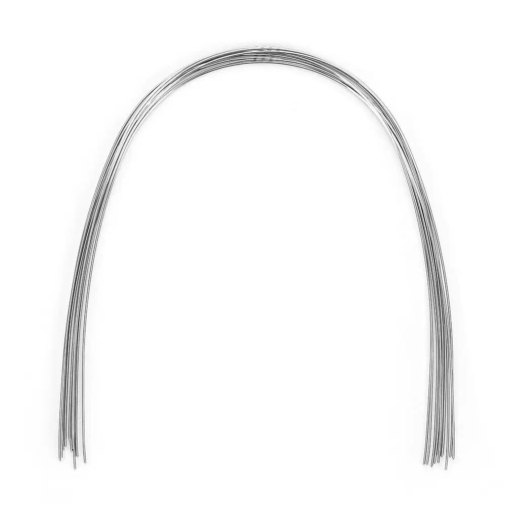 Archwire Stainless Steel Oval Form Round 0.012 Lower 10pcs/Pack - Curved dental orthodontic archwires made of stainless steel, showcasing the oval form and round shape, ideal for lower teeth alignment and orthodontic treatments