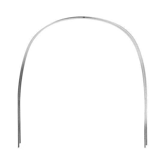 Archwire NiTi Reverse Curve True Form Rectangular 0.016 x 0.025 Upper 2pcs/Pack - Curved silver metal orthodontic wire for upper teeth alignment, showing its distinctive arch shape and smooth surface for enhanced dental treatment effectiveness