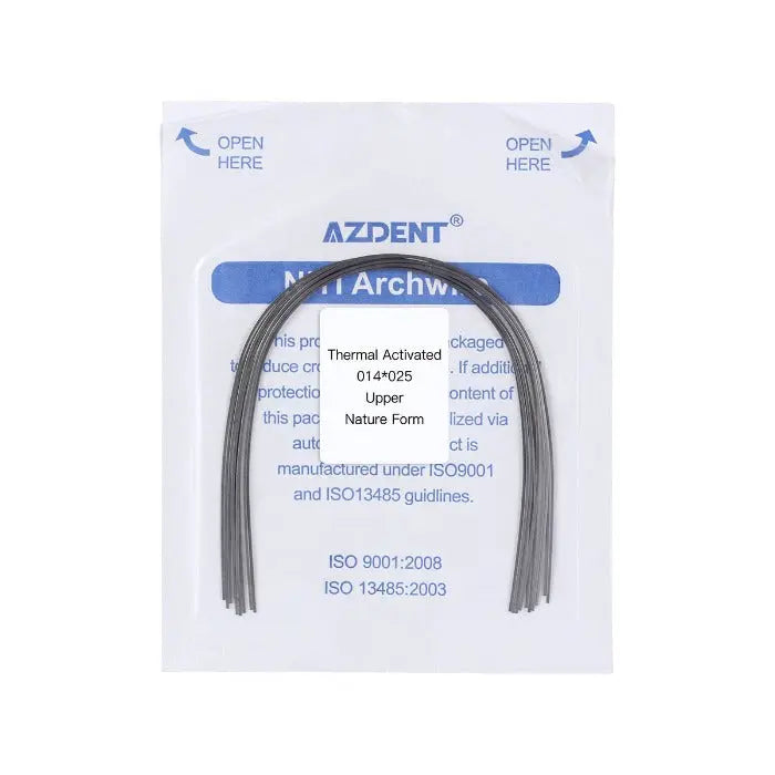 Thermal Active NiTi Archwire Natural Form Rectangular 0.014 x 0.025 Upper 10pcs/Pack MediFocal