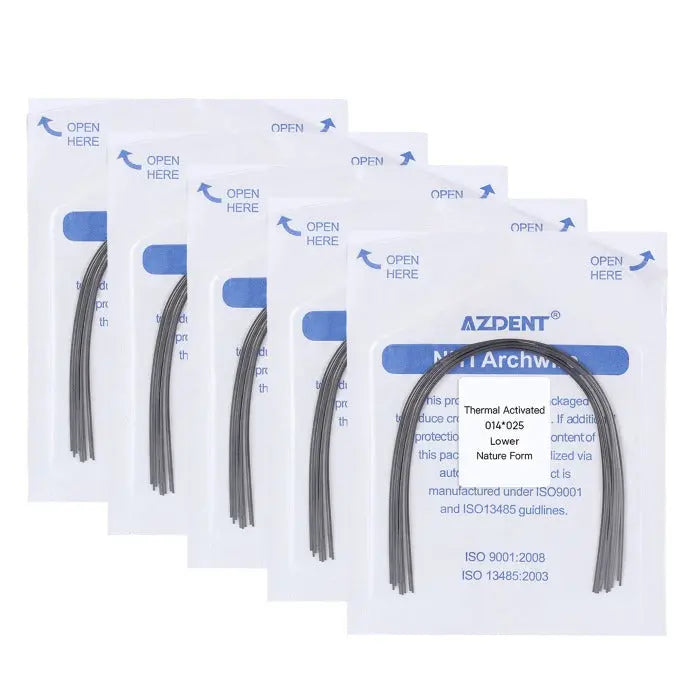 Thermal Active NiTi Archwire Natural Form Rectangular 0.014 x 0.025 Lower 10pcs/Pack MediFocal