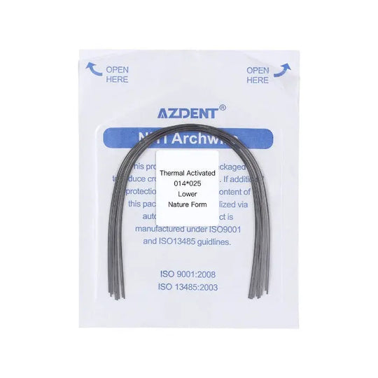 Thermal Active NiTi Archwire Natural Form Rectangular 0.014 x 0.025 Lower 10pcs/Pack MediFocal