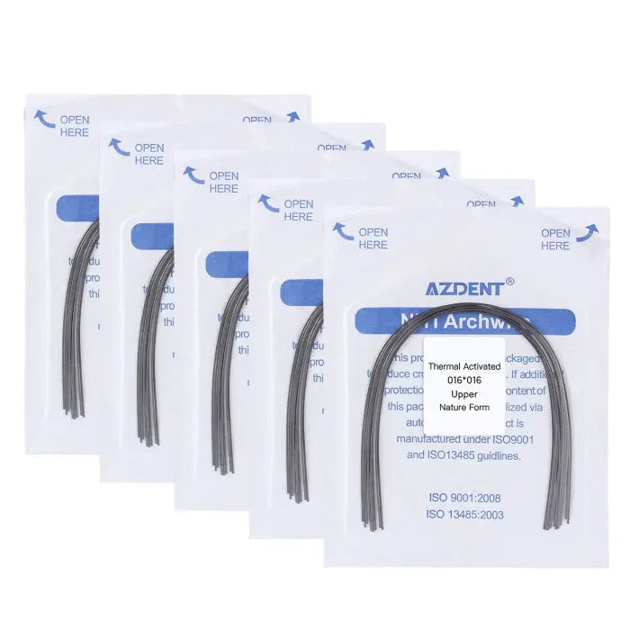 Thermal Active NiTi Archwire Natural Form Rectangular 0.016 x 0.016 Upper 10pcs/Pack MediFocal