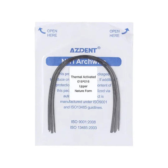 Thermal Active NiTi Archwire Natural Form Rectangular 0.016 x 0.016 Upper 10pcs/Pack MediFocal