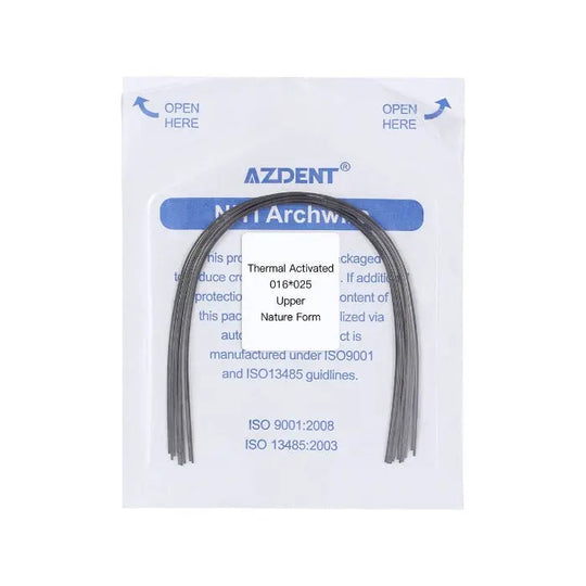 Thermal Active NiTi Archwire Natural Form Rectangular 0.016 x 0.025 Upper 10pcs/Pack MediFocal