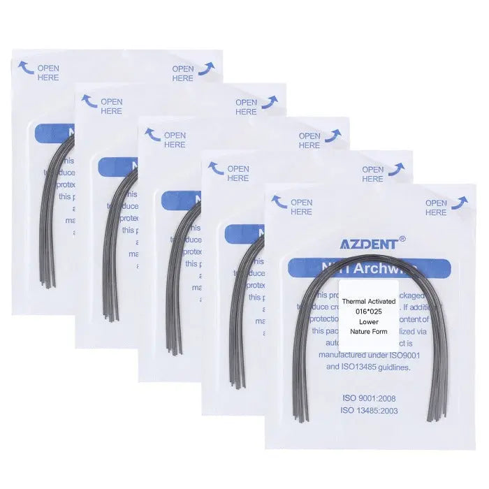 Thermal Active NiTi Archwire Natural Form Rectangular 0.016 x 0.025 Lower 10pcs/Pack MediFocal