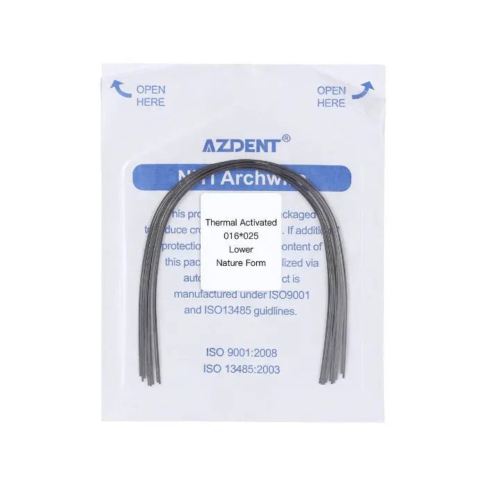 Thermal Active NiTi Archwire Natural Form Rectangular 0.016 x 0.025 Lower 10pcs/Pack MediFocal