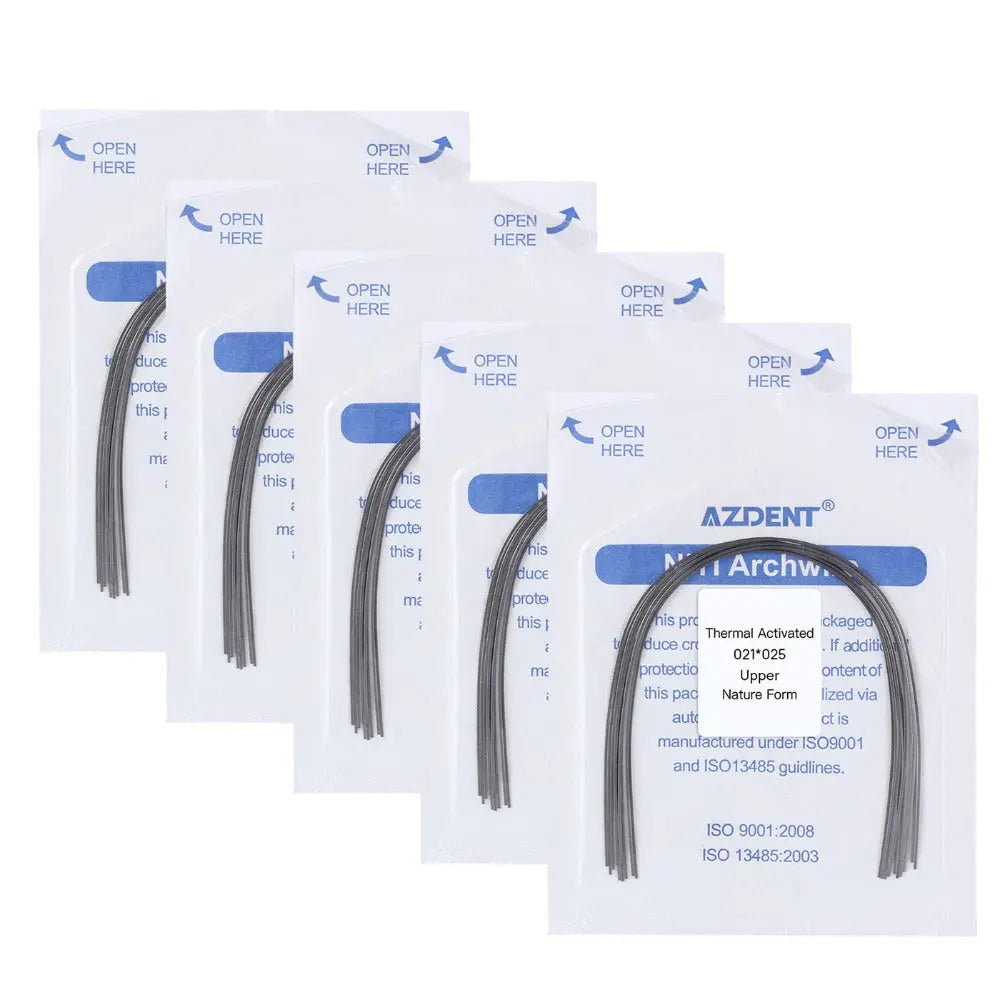 Thermal Active NiTi Archwire Natural Form Rectangular 0.021 x 0.025 Upper 10pcs/Pack MediFocal