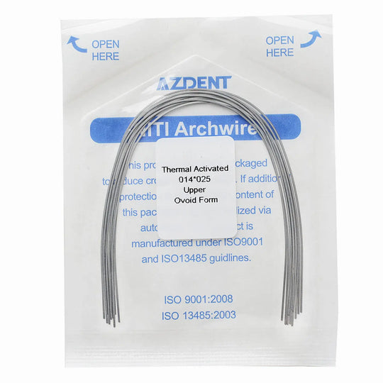 Thermal Active NiTi Archwire Ovoid Form Rectangular 0.014 x 0.025 Upper 10pcs/Pack MediFocal