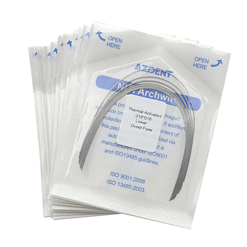 Thermal Active NiTi Archwire Ovoid Form Rectangular 0.016 x 0.016 Lower 10pcs/Pack MediFocal