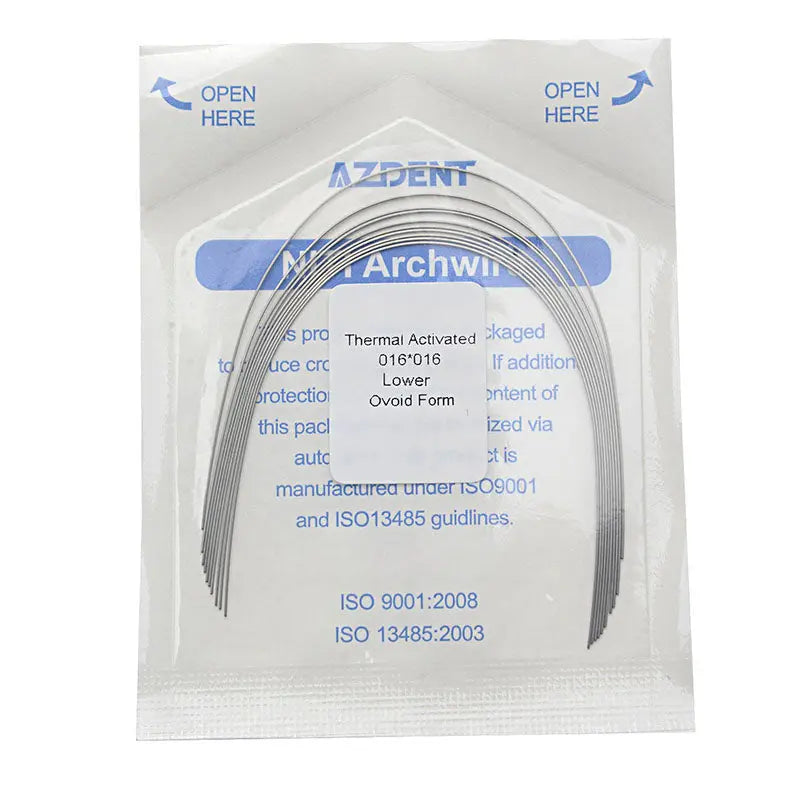 Thermal Active NiTi Archwire Ovoid Form Rectangular 0.016 x 0.016 Lower 10pcs/Pack MediFocal