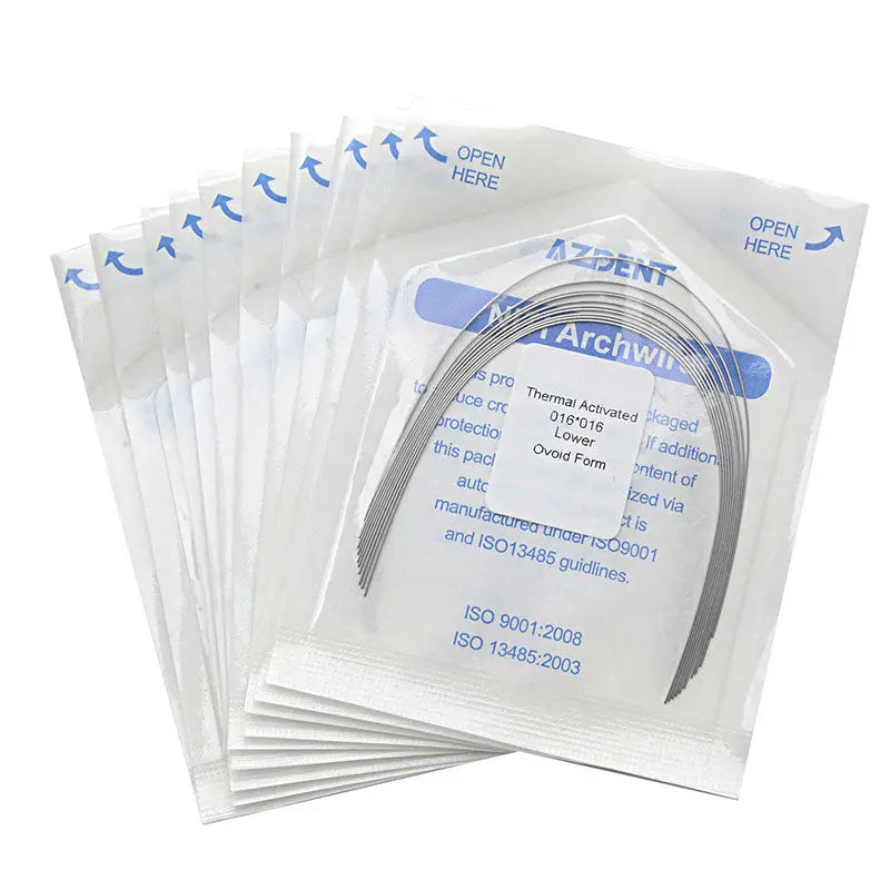 Thermal Active NiTi Archwire Ovoid Form Rectangular 0.016 x 0.016 Lower 10pcs/Pack MediFocal