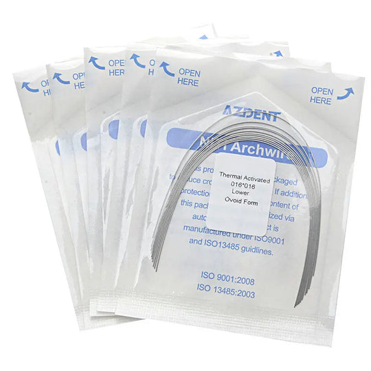 Thermal Active NiTi Archwire Ovoid Form Rectangular 0.016 x 0.016 Lower 10pcs/Pack MediFocal