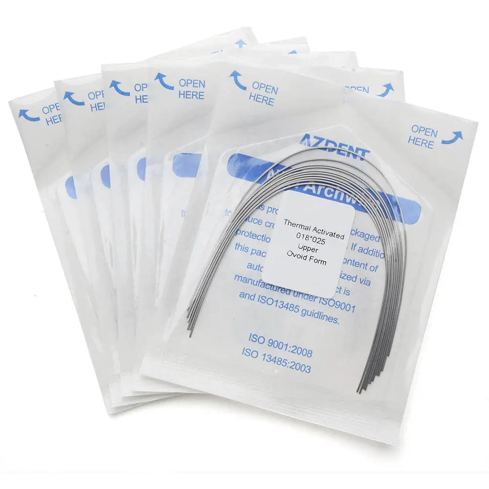 Thermal Active NiTi Archwire Ovoid Form Rectangular 0.018 x 0.025 Upper 10pcs/Pack MediFocal