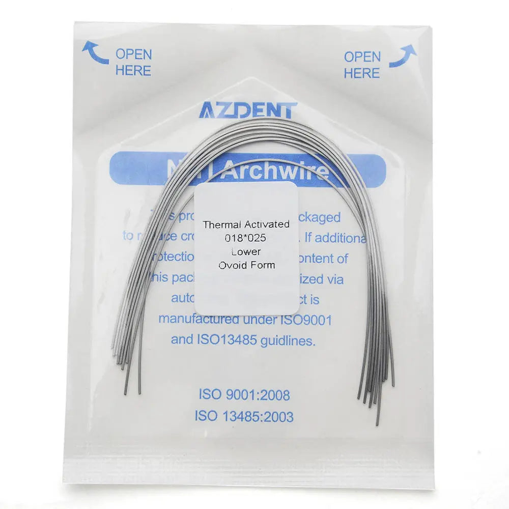 Thermal Active NiTi Archwire Ovoid Form Rectangular 0.018 x 0.025 Lower 10pcs/Pack MediFocal