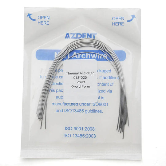 Thermal Active NiTi Archwire Ovoid Form Rectangular 0.018 x 0.025 Lower 10pcs/Pack MediFocal