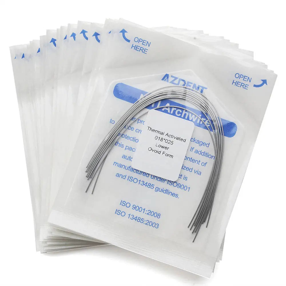 Thermal Active NiTi Archwire Ovoid Form Rectangular 0.018 x 0.025 Lower 10pcs/Pack MediFocal