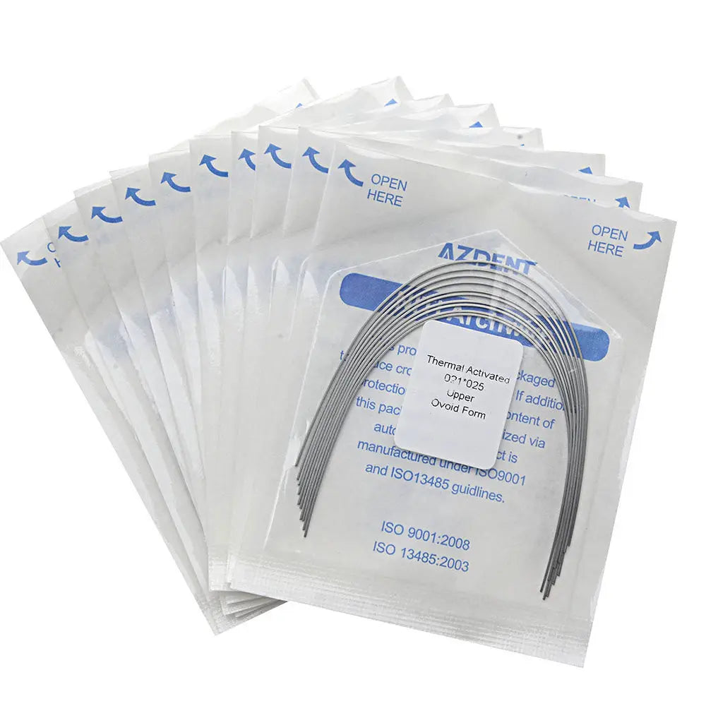 Thermal Active NiTi Archwire Ovoid Form Rectangular 0.021 x 0.025 Upper 10pcs/Pack MediFocal