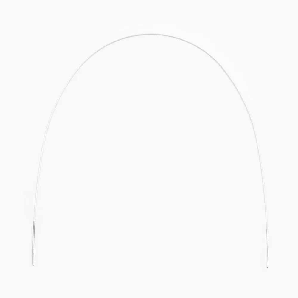 Archwire NiTi Super Elastic Colored Coated Ovoid Round 0.016 Upper 1pc/Pack - White coated orthodontic wire with ovoid arch shape for upper teeth, featuring smooth finish and low friction for patient comfort and aesthetic appeal