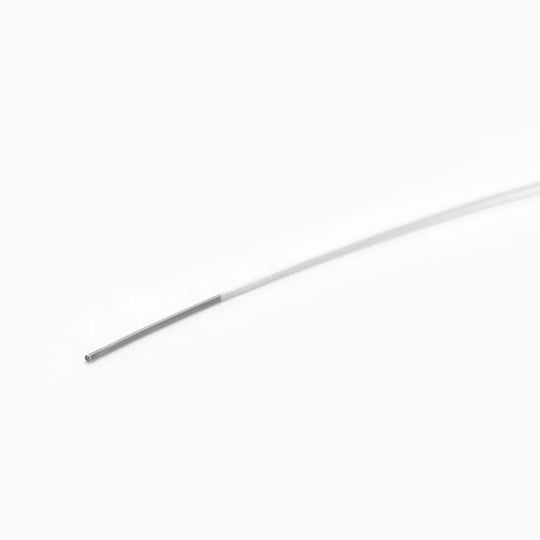 Archwire NiTi Super Elastic Colored Coated Ovoid Round 0.016 Upper 1pc/Pack displayed as a single, thin, white orthodontic wire against a plain white background, showcasing its smooth, uniform surface and subtle curve for upper dental arch alignment.