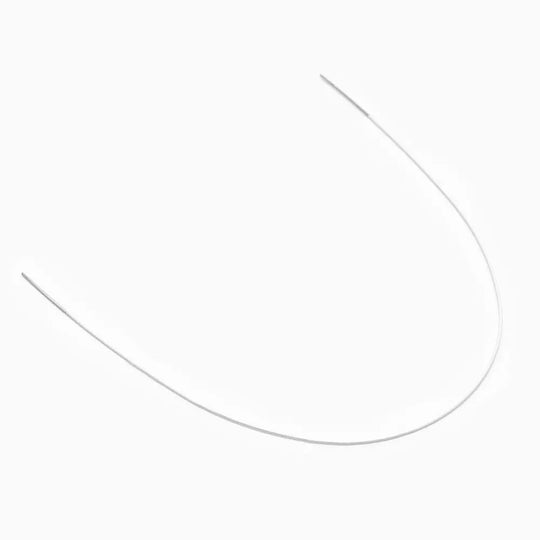 Archwire NiTi Super Elastic Colored Coated Ovoid Round 0.016 Upper 1pc/Pack: White-coated curved orthodontic wire on white background, showcasing its ovoid shape and smooth finish for dental applications.