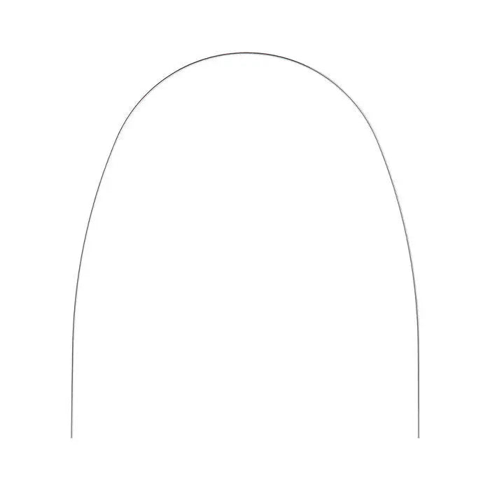 Archwire NiTi Super Elastic Ovoid Form Round 0.014 Upper 10pcs/Pack - Curved dental wire in ovoid shape for orthodontic treatment, illustrating the flexible and smooth design for efficient teeth movement and patient comfort