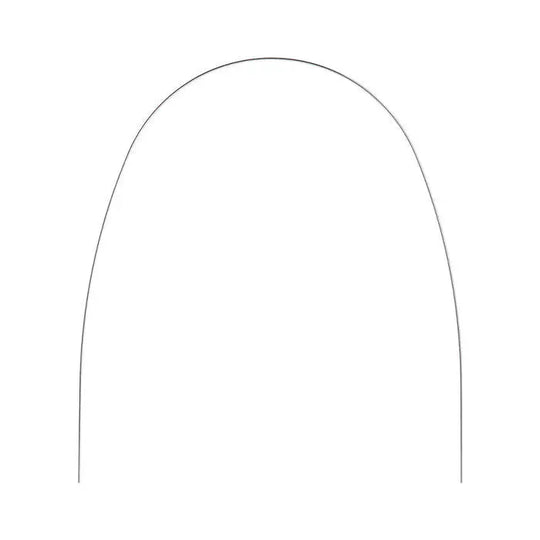 Archwire NiTi Super Elastic Ovoid Form Round 0.014 Upper 10pcs/Pack - Curved dental wire in ovoid shape for orthodontic treatment, illustrating the flexible and smooth design for efficient teeth movement and patient comfort