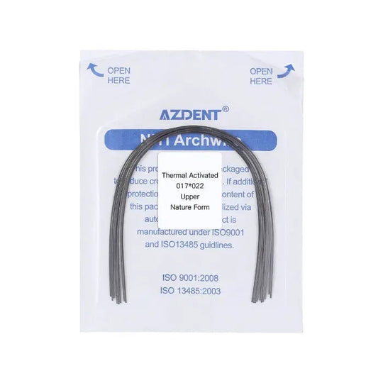 Thermal Active NiTi Archwire Natural Form Rectangular 0.017 x 0.025 Upper 10pcs/Pack - MediFocal