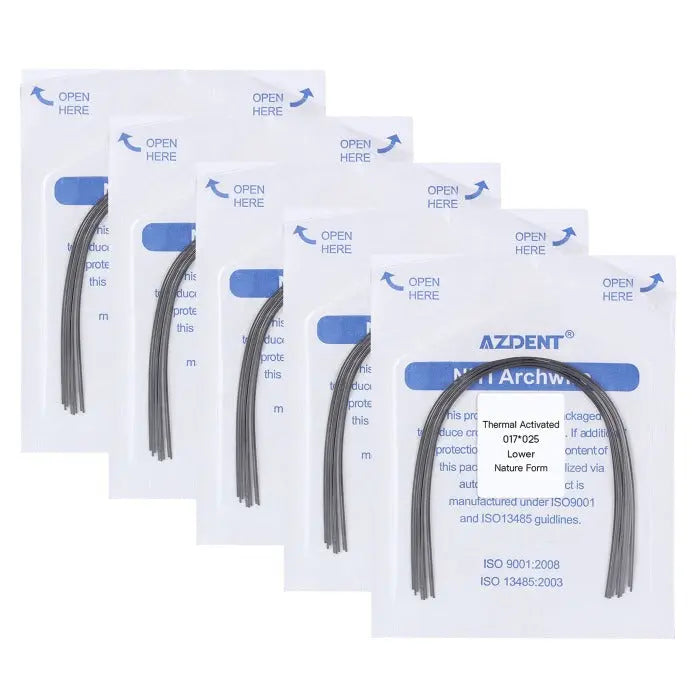 Thermal Active NiTi Archwire Natural Form Rectangular 0.017 x 0.025 Lower 10pcs/Pack - MediFocal