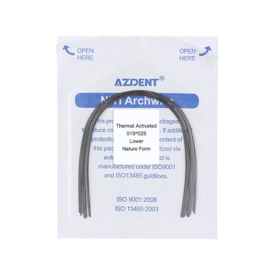 Thermal Active NiTi Archwire Natural Form Rectangular 0.019 x 0.025 Lower 10pcs/Pack - MediFocal