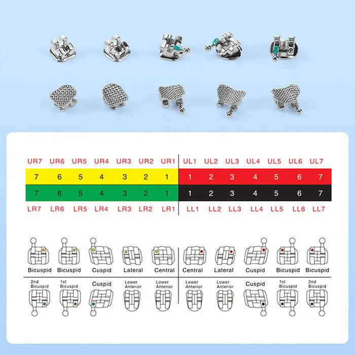 PLUS Dental Metal Brackets Braces Standard Roth/MBT .022/.018 Hooks 3/3-4-5 20pcs/Pack - MediFocal