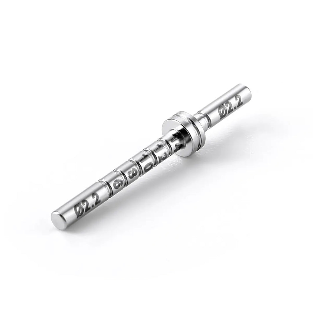 Dental Implant Depth Gauge Pin Stainless Steel Double Head 1pc/Pack: Shiny metallic instrument with graduated markings, featuring two ends and a central collar, used for measuring implant depth in dental procedures